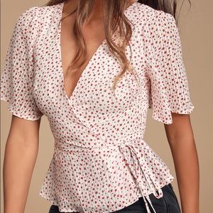 NWT Polka dot Wrap Top
